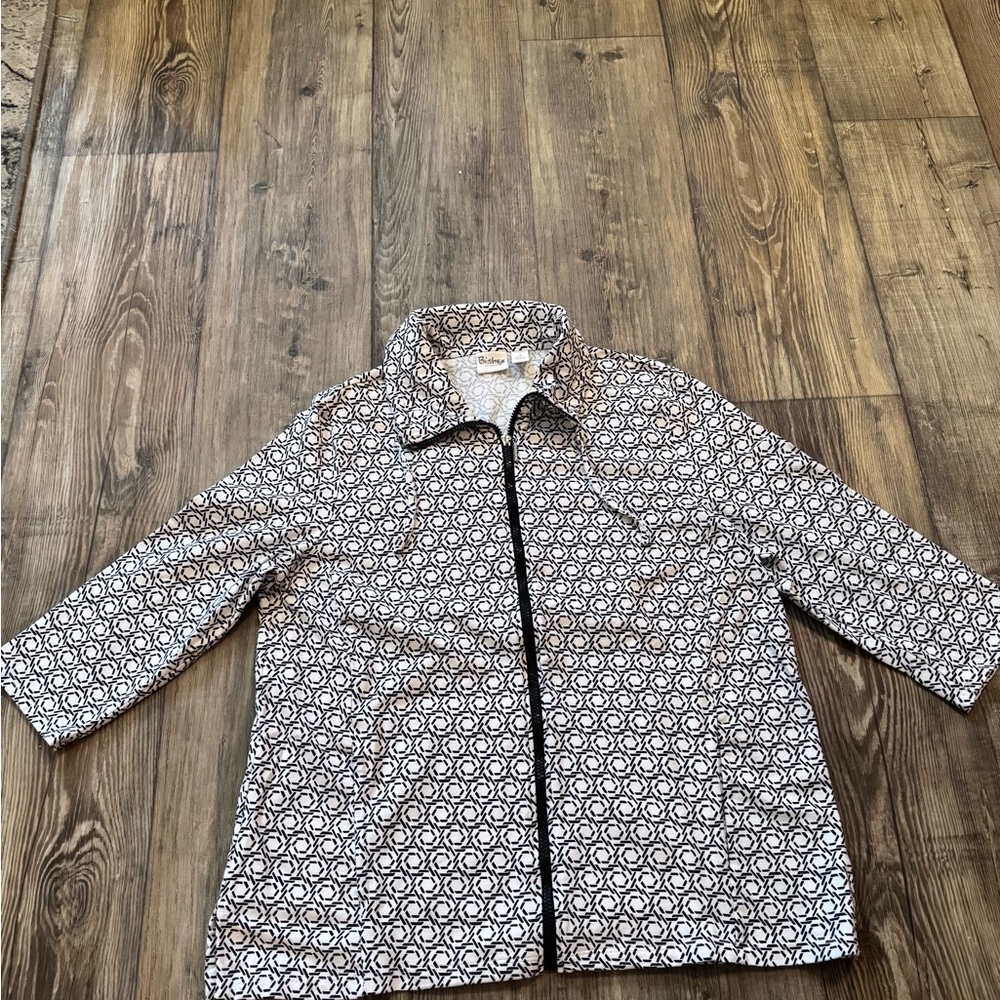 Weekends by Chico’s Black and White Patterned Jacket